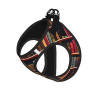 Library Bookshelf Book Printing Dog Summer Harness With Leash Set,Adjustable And Reflective Step-In Puppy Pet Vest Harnesses