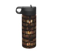 Library Bookshelf Book Printing The Print 18 Oz Stainless Steel Sports Insulated Kettle with Lid for Adult Men Women