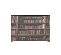 Library Bookshelf Book Reusable Paper Cosmetic Bag Waterproof & Lightweight for Travel, School & Daily Use Full-Print Design Women, Students, Eco-Conscious