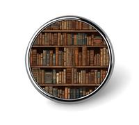 Library Bookshelf Book Round Badge for Men Women, Durable & Stylish Lapel Pins, Lightweight Metal Badges for Shirts, Jackets, Hats