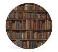 Library Bookshelf Book Round Metal Tin Sign Vintage Circular Metal Wall Hanging Iron Wall Hanging Aesthetic Circular Wall Hanging Art Decoration Art Decor for Home Bedroom