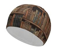 Library Bookshelf Book Swim Cap for Adult Lightweight Fabric Swim Cap Comfortable Swim Hat High Elasticity Swimming Caps Hat