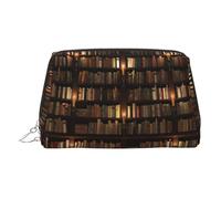 Library Bookshelf Book Toiletry Pouch, Travel-Friendly Makeup Organizer for Makeup Brushes, Lipsticks