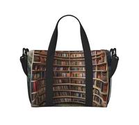 Library Bookshelf Books Printed Travel Bag Duffle Bag for Men Women, Large Water Resistant Gym Bag Weekend Holdall Bag with Shoulder Strap