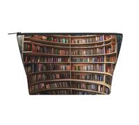 Library Bookshelf Books Printed Travel Makeup Bag Trapeze Cosmetic Bag Makeup Case Toiletry Bag Organiser for Women