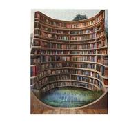 Library Bookshelf Books Printed Wooden Puzzle 500 Piece, Cute Puzzle Game in Plastic Box for Family Entertainment and Brain Training Gifts