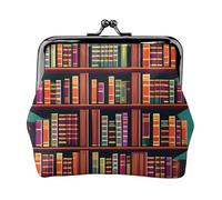 Library Bookshelf coin purse for women,small womens wallet,small makeup bag for purse,ultra-thin retro change wallet, Black, One Size, Art Deco