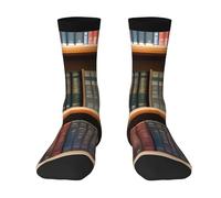 Library Bookshelf Comfortable Mid-Calf Socks For Men And Women-Fashionable Adult Socks,Elevate Your Style., Library Bookshelf, One Size