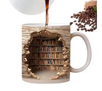 Library Bookshelf Cup, Ceramic Mug for Book Lovers, Lightweight Library Shelf, Design Book Lovers, Coffee Mugg, Library Shelf Design Mug for Readers, Librarians, Bookworms