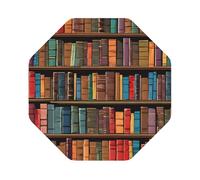 (Library Bookshelf) Leather Coaster Set Of 6 Premium Octagon Drink Coasters For Home Office Restaurant Bar