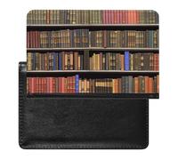 Library Bookshelf Passport Holder PU Leather Slim Passport Cover with Card Slots Travel Document Holder Cover