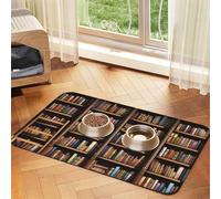 Library Bookshelf Pet Feeding Mat Absorbent Pu Leather Dog Cat Food Mats Contain Spills Protects Floors, Anti-Slip Rubber Backing Dog Bowl Mats Easy Clean Pet Placemats 40x60cm