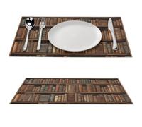 Library Bookshelf Placemat, 4 PCS PVC Placemats Washable Non-Slip Place Mats for Dining Table, Wipeable Table Mat for Party Kitchen Dining Decor