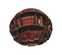 Library Bookshelf print Bath cap Large bath cap Fit for all lengths of hair Protects hair bath cap Reusable