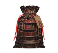 Library Bookshelf Print Drawstring Gift Reusable Eco-Friendly Bags Pouches For Birthday Party Favors