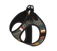 Library Bookshelf Print Harness Leash Set For Cat And Small Dog, Adjustable, Reflective, And Escape-Proof Vest With Soft Breathable Mesh Lining