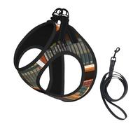 Library Bookshelf Print Harness Leash Set For Cat And Small Dog, Adjustable, Reflective, And Escape-Proof Vest With Soft Breathable Mesh Lining