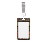 Library Bookshelf Print Id Card Holder,Badge Holder with Lanyard,Work Pass Protector for Office Staff School Nurse