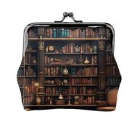 Library Bookshelf Print Lightweight Women Coin Purse Exquisite Waterproof Small Pouch for Coins Cards