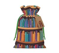 library bookshelf -Print Reusable Burlap Pouches - Rustic Wedding Favor Bags For Celebrations, Personalized Drawstring Bags Kraft Tag.