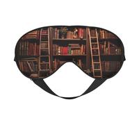 Library Bookshelf Print Soft Eye Mask with Adjustable Strap Sleep Shade Cover for Airplane Travel Nap