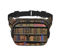 Library Bookshelf Print Stylish and Practical Waist Bag,Adjustable,Perfect for Travel,and Outdoor Activities