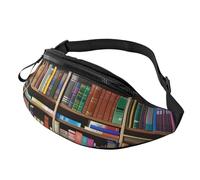Library Bookshelf Printed Fanny Pack for Men Women Crossbody Waist Bag Pack Bum Bag with Adjustable Strap for Hiking Running Travel Cycling