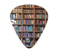 Library Bookshelf Printed Guitar Picks 12-Piece Set - Comfortable, Versatile Plectrum for All Guitar Styles & Players