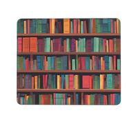 (Library Bookshelf) Printed Mousepad 10 x 12 inch, Waterproof Non-Slip Mouse-Pad Rubber Base for Laptop Desktop Mat for Home Office Desk Decor