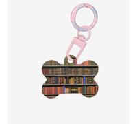 Library Bookshelf Printing Acrylic Dog Bone Ornament,Dog Tags Personalized Pet Ornament, Key Chain Bone Shaped Id Tags