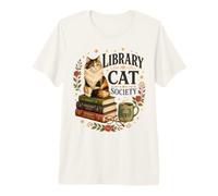 Library Cat Society Book Lover Premium T-Shirt