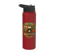 Library Chaos Read Learn Explore Book Lover Stainless Steel Insulated Water Bottle
