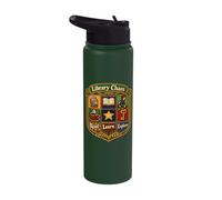 Library Chaos Read Learn Explore Book Lover Stainless Steel Insulated Water Bottle