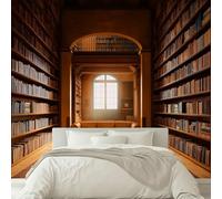 Library Dark Academia Photo Mural - 400 x 280 cm Non-Woven Premium Fleece Wall Mural - High Definition Art Print Teen Bedroom Game Room Decoration Environmental Friendly Photo Wallpaper