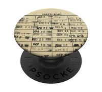 Library Due Date Cards Stamp Book Return Librarian Vintage PopSockets Adhesive PopGrip