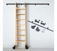 Library Ladder Hardware Kit - Rustic Black Sliding Tracks/Roads with Base Plate and Brakes, Indoor/Indoor/Loft/Library