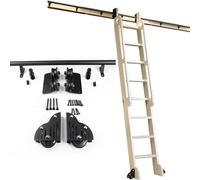 Library Ladder Hardware Kit - Sliding Door Kit - Rustic Black Steel - Rolling Ladder Rails with Floor Roller Wheels