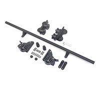 Library Ladder Hardware Kit System - Retractable Rolling Track Bracket, Top Roller Pulley Type Horizontal Wall Mount, With Floor Roller Wheels(No Ladder)