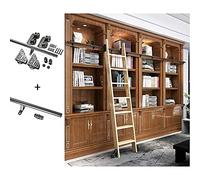 Library Ladder Hardware Kit with Wheels and Floor Brakes, 9.8ft Sliding Rail System for Easy Access and Stability for Home and Library Use