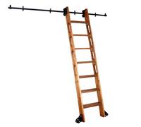 Library Ladder Rolling Kit Sliding Rail Track Hardware Kit 3ft - 24ft Sliding Wood Ladder Track Rail Kit Closet Round Tube Carbon Steel Slide Kit (No Ladder)(8ft/244cm Track kit)