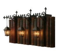 Library Lantern Bookshelf Lamp, Hanging Lantern Bookshelf Lamp with Bookend-Style Base, Battery Operated Bookshelf Light, Decorative Book Shelf Lamp for Library Shelf, Study & Reading Nook