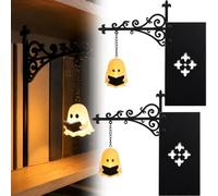 Library Lantern Bookshelf Lamp, Vintage Hanging LED Book Nook Light with Hidden Insert Panel, Warm Decorative Shelf Lighting for Reading Nook, Home Library, Study (B-2 Pack)