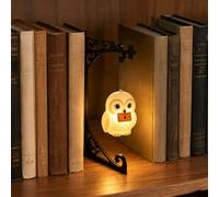 Library Lantern Decorative Bookshelf Lighting, Metal Bookend Shelf Insert | Hanging Owl Bookend Lamp Metal Shelf Night Light Decor for Home Library, Reading Nook and Book Lover Decor