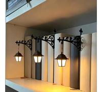 Library Lantern-Decorative Bookshelf Lighting, Vintage Ghost Bookshelf Lantern,Miniature Hanging Shelf Lamp, Warm LED Nightlight, Vintage Wooden Bookcase Light, Reading Nook Literary Decor (A-3PC)
