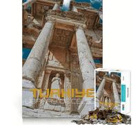 Library of Celsus, Turkey Jigsaw Puzzle for Adults 1000 Pieces Logic Fun Clear Hue Playful Challenge Santa Present (38x26cm)
