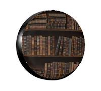 Library of Old Books Or Bookcase Print Spare Tire Cover Wheel Protectors Waterproof Sunproof Tire Cover for Trailers Universal Fit for Trailer,RV,SUV,Crossover,Camper,Truck 17 inch