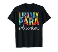 Library para Educator Back to School Tie Dye Retro Rainbow T-Shirt
