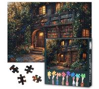Library Puzzles for Adults - Books Challenging Jigsaw Puzzles for Adults, Vintage Bookstore Design Puzzle Difficult (27.5"x19.7"), Flower Garden Family Game Night Activity & Modern Wall Decor
