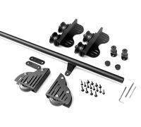 Library Rolling Ladder Mounting Kit Black Sliding Barn Door Track Hardware Accessories, Retractable Sliding Hardware with Tensible Roller Tracks and Floor Rollers, for H(Size:500cm
