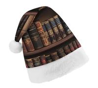 Library Shelves Victorian Old Literary Book Funny Santa Hat Plush Christmas Hats Party Headwear for Holiday New Year